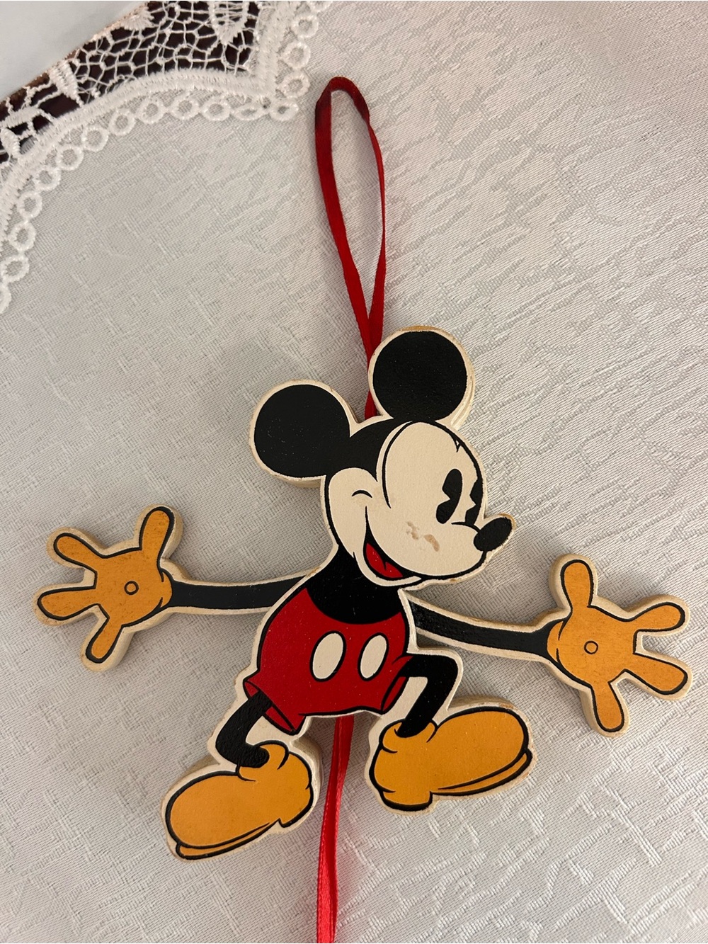 Vintage Walt Disney Kurt Adler Classic Mickey Mouse Wood Jumping Jack Ornament